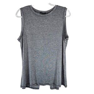 Tank Top XL Grey‎ Womens NWT Stretch V Shaped Mesh Split Back Size Extra Large
